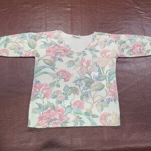 VINTAGE 1990s Glory US Floral Cropped Knit Sweater Sz: see measurements